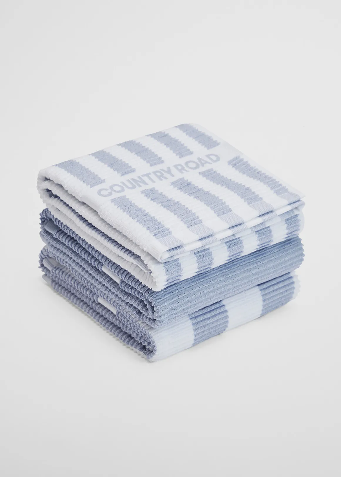 CR Stripe Australian Cotton Tea Towel Pack of 3 - CIEL BLUE