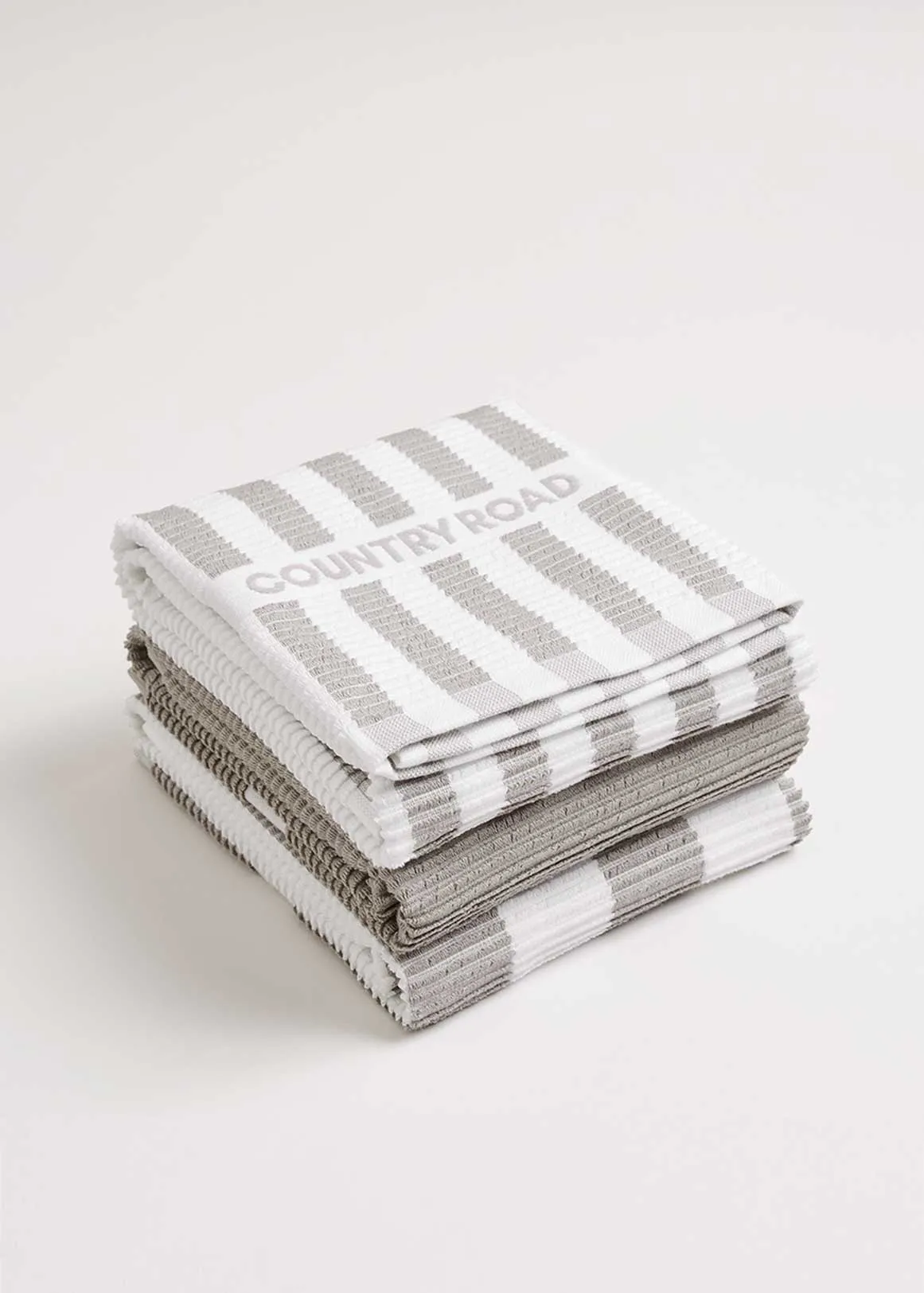 CR Stripe Australian Cotton Tea Towel Pack of 3 - MID GREY