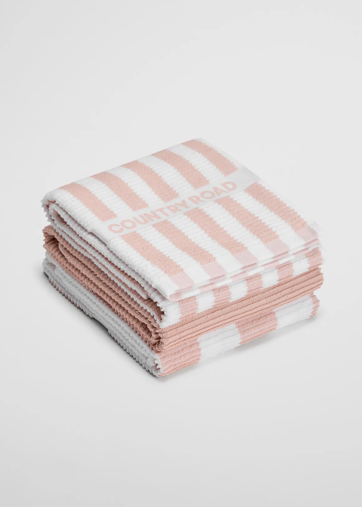 CR Stripe Australian Cotton Tea Towel Pack of 3 - ROSE