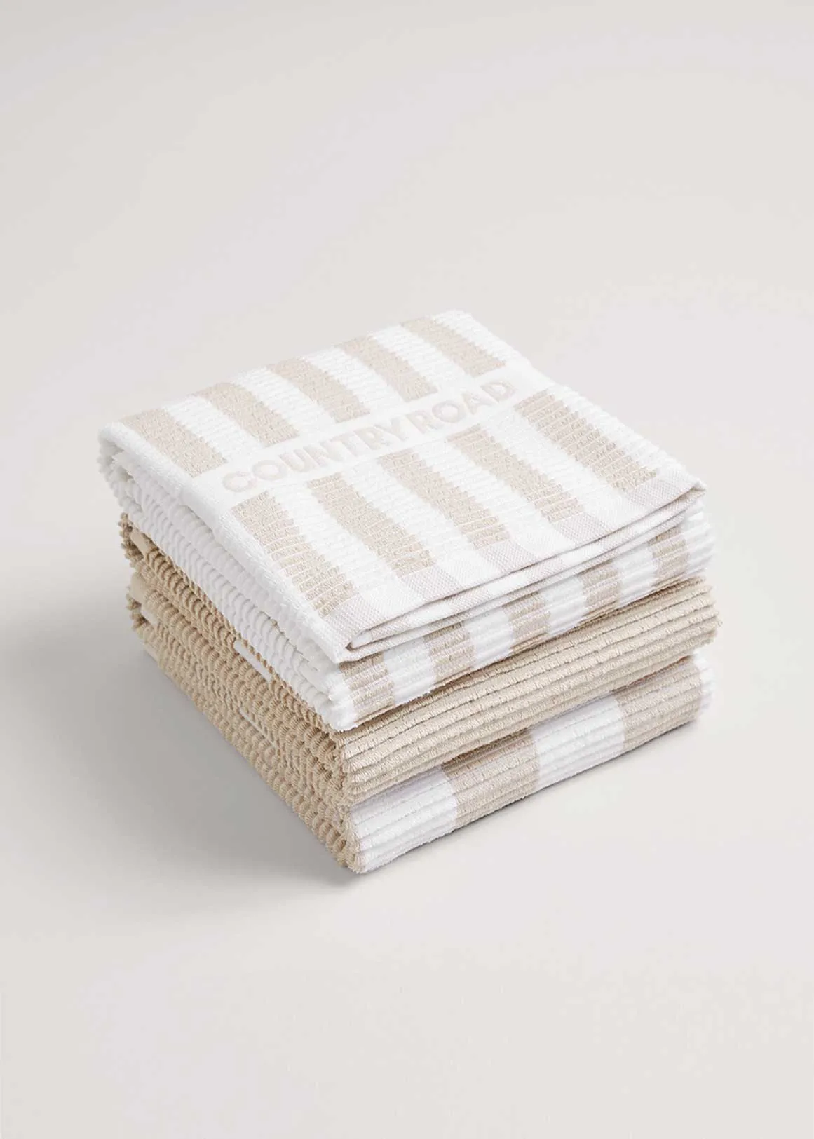 CR Stripe Australian Cotton Tea Towel Pack of 3 - STONE