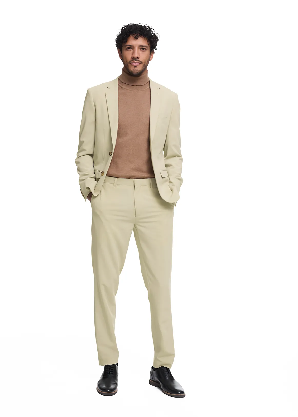 Camel Skinny Viscose Blend Suit Trousers - LIGHT CAMEL