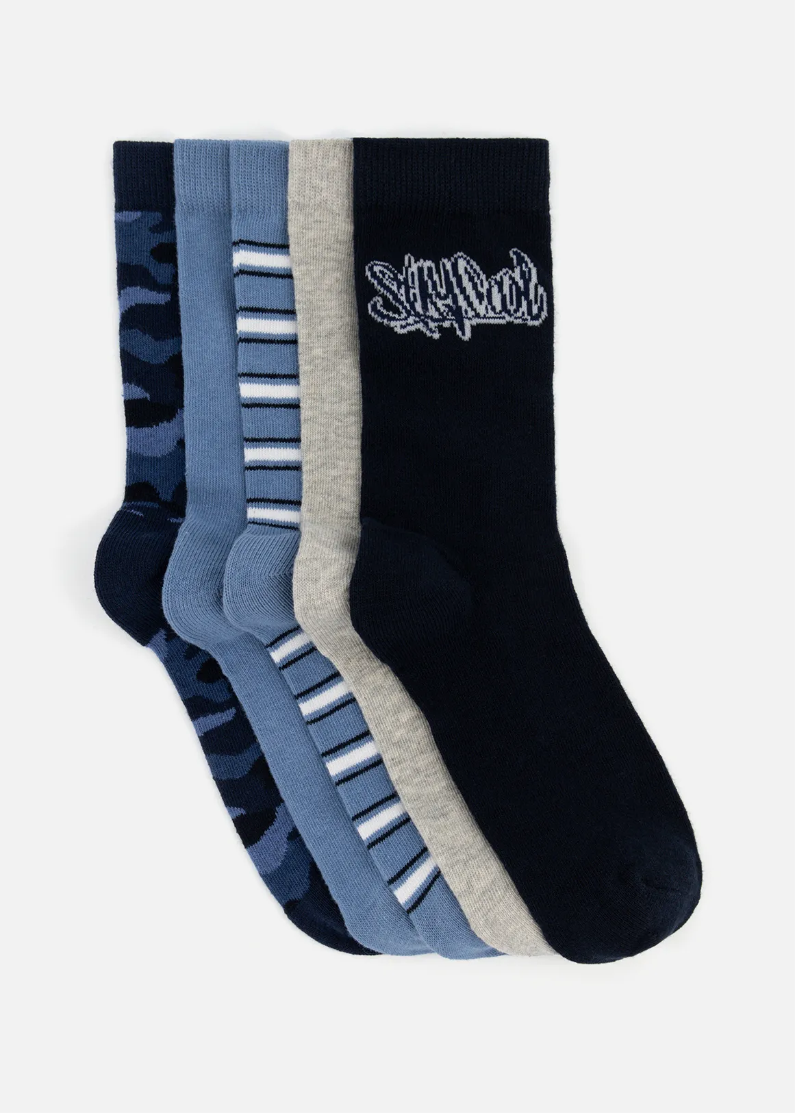 Camo StayCool Cotton Rich Anklets 5 Pack - X BLUE