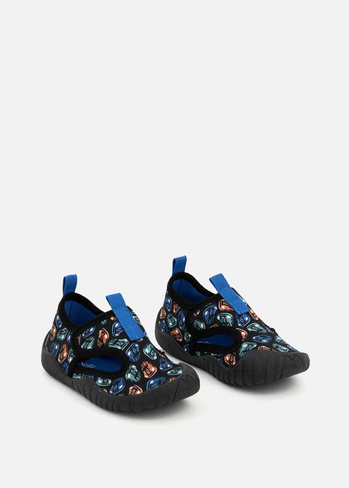 Car Print Aquasocks (Size 5-13) Younger Boy - X BLACK