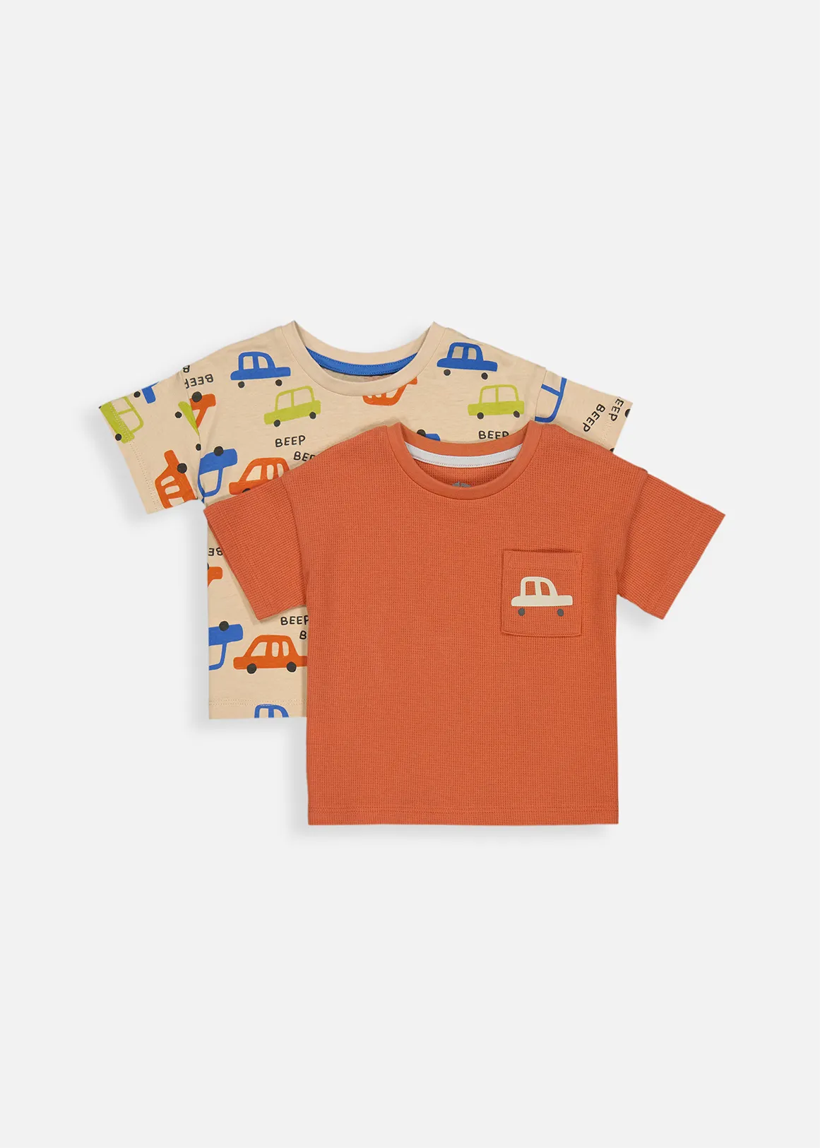 Car Print Cotton T-shirts 2 Pack - X ORANGE