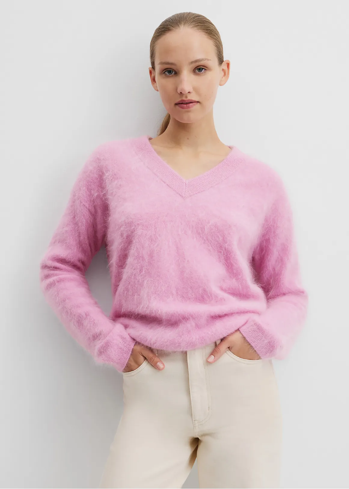 Cashmere V-Neck Knit - ORCHID PINK