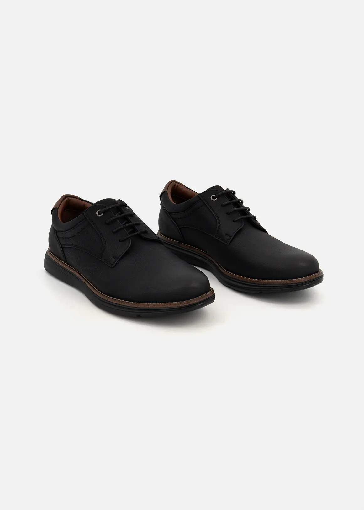 Casual Faux Leather Lace-up Shoes - BLACK