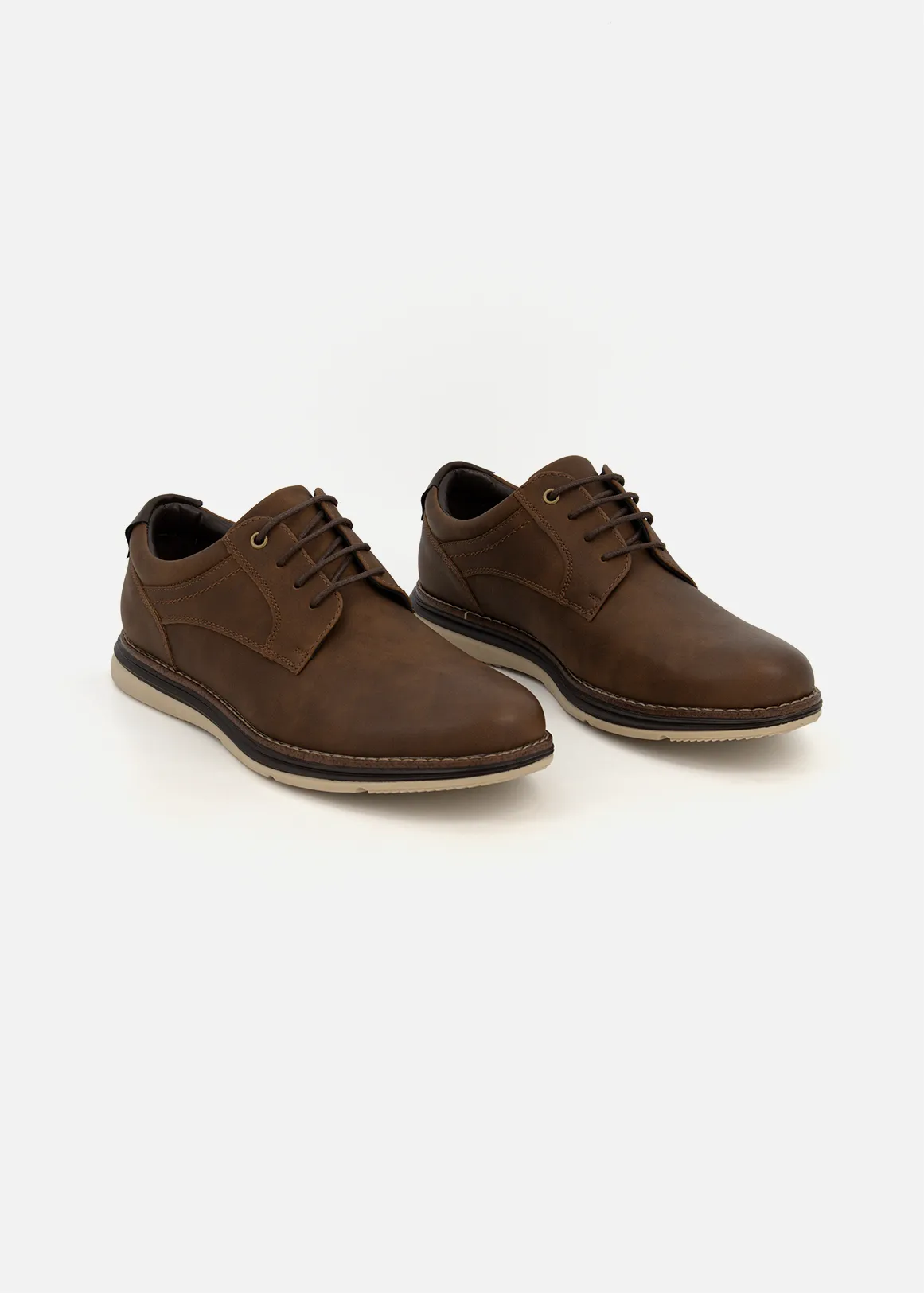 Casual Faux Leather Lace-up Shoes - TAN
