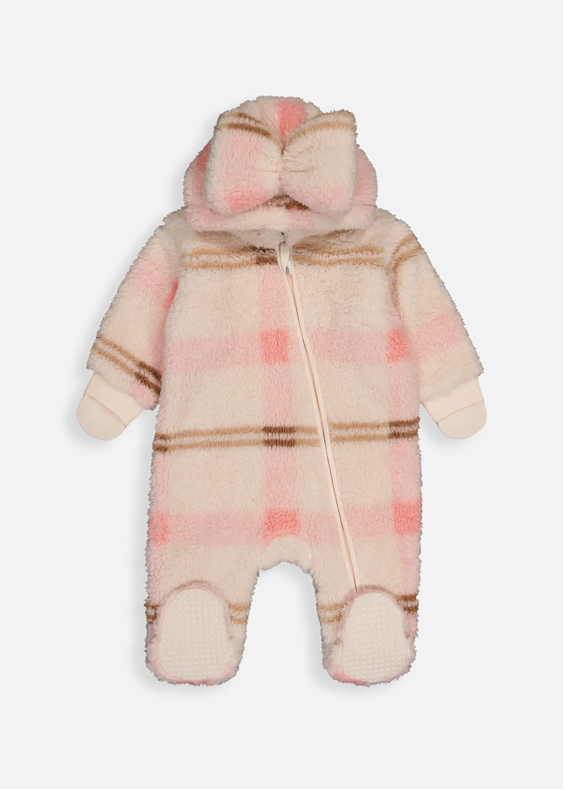 Check Bow Sherpa Jumpsuit - X PINK