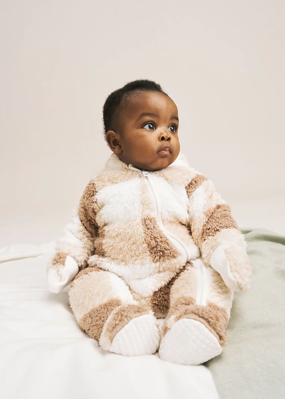 Check Sherpa Jumpsuit - X NATURAL