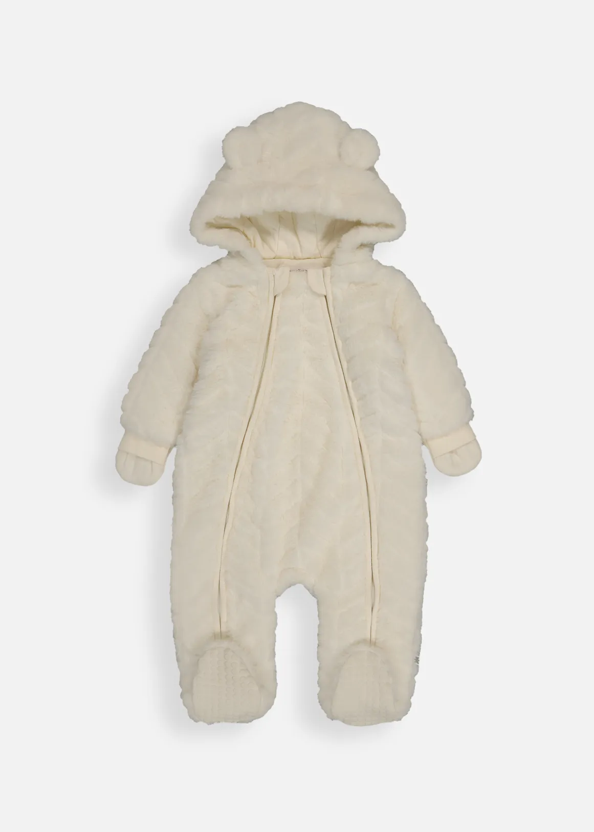 Chevron Fur Jumpsuit - WINTER WHITE