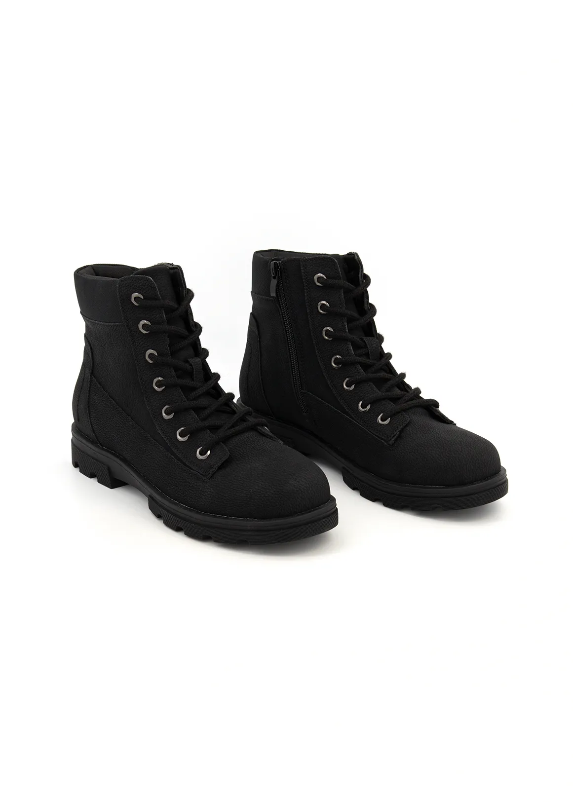 Chunky Lace-up Boots (Size 12-6) Older Boy - BLACK