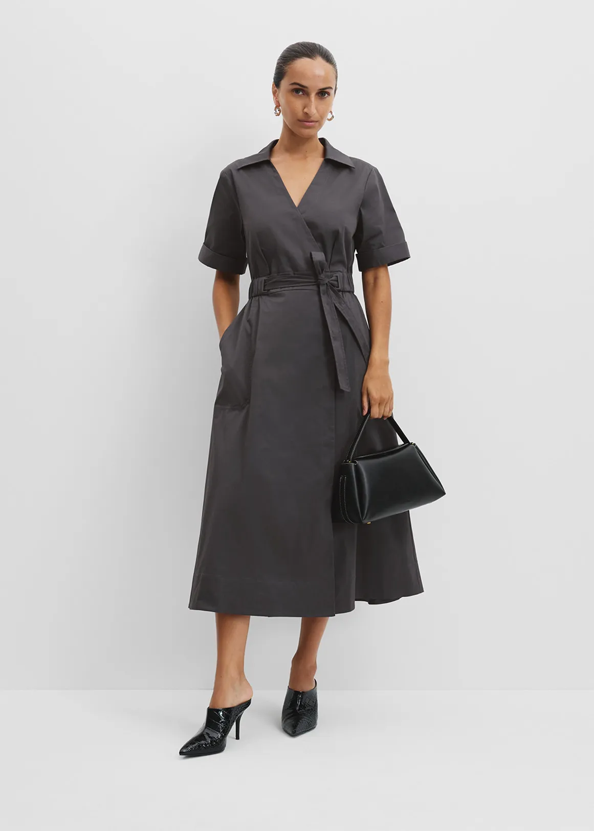 Cinched Wrap Dress - CARBON
