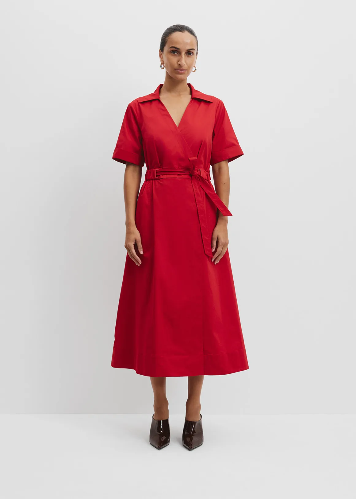 Cinched Wrap Dress - CHERRY1