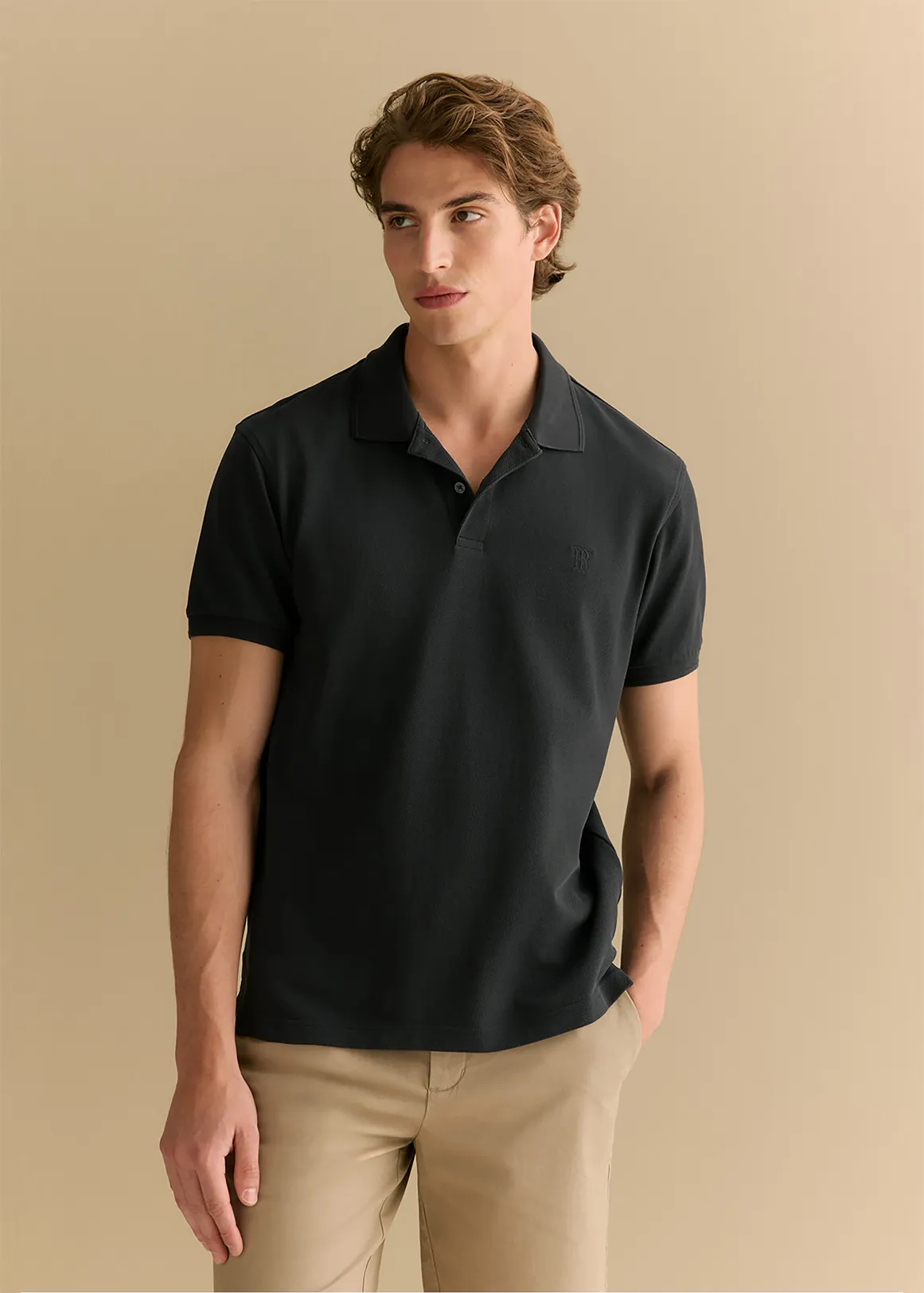 Classic Pique Monogram Polo - BLACK