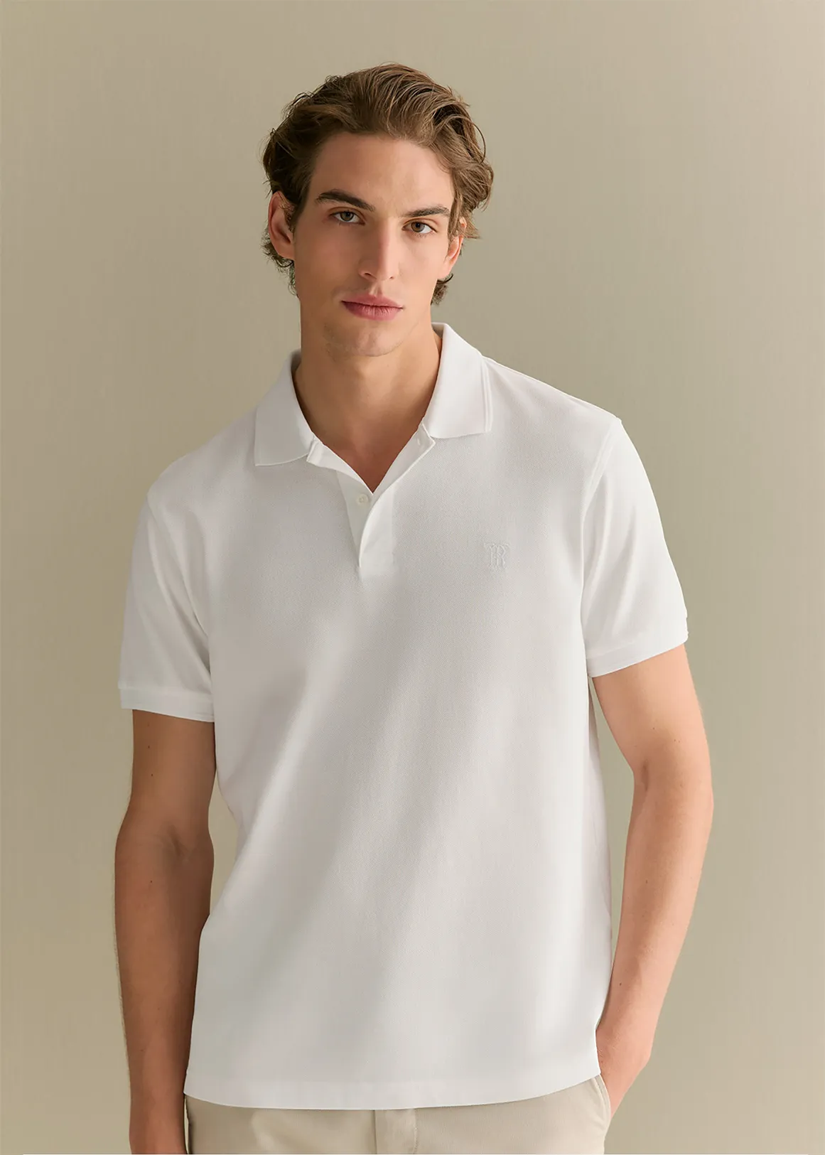 Classic Pique Monogram Polo - WHITE