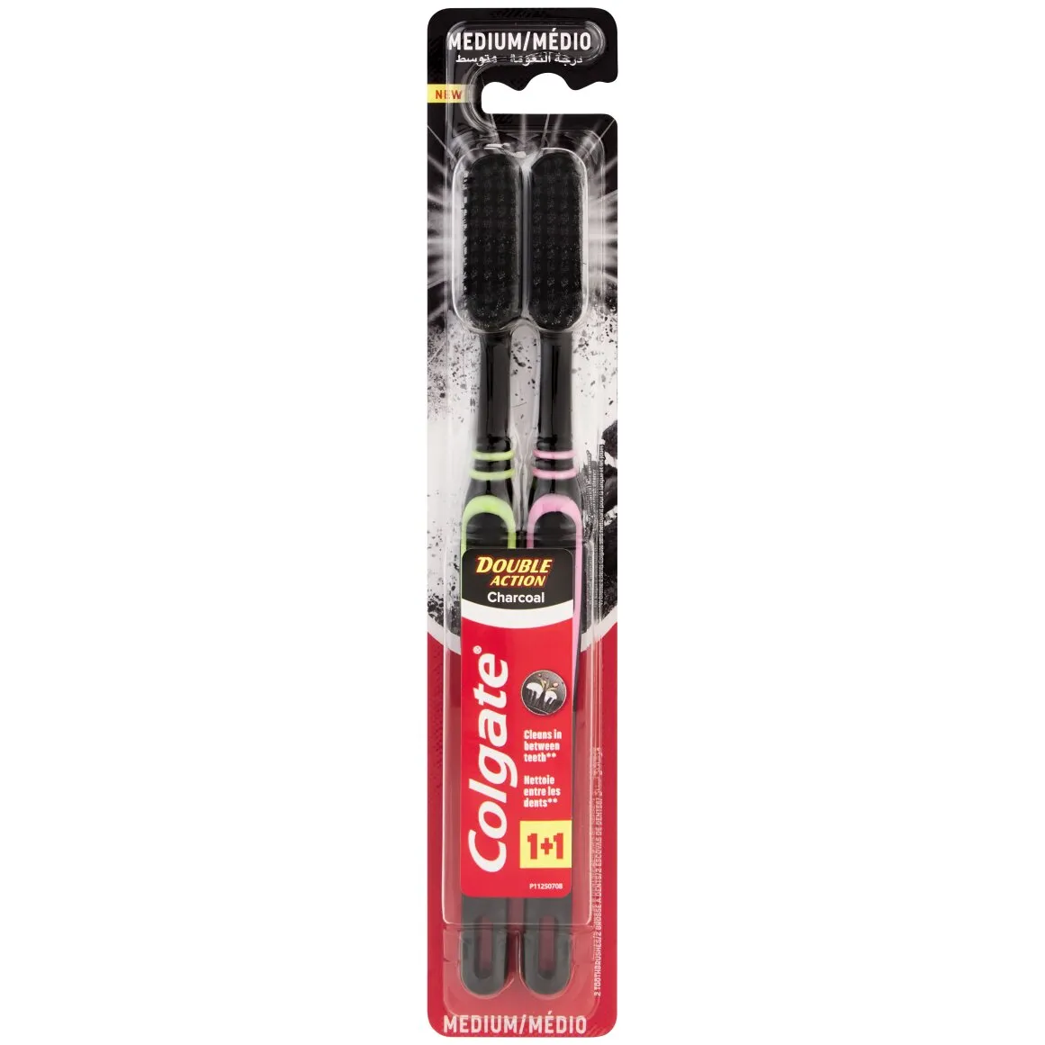 Colgate Double Action Charcoal Medium Toothbrush 2 pk