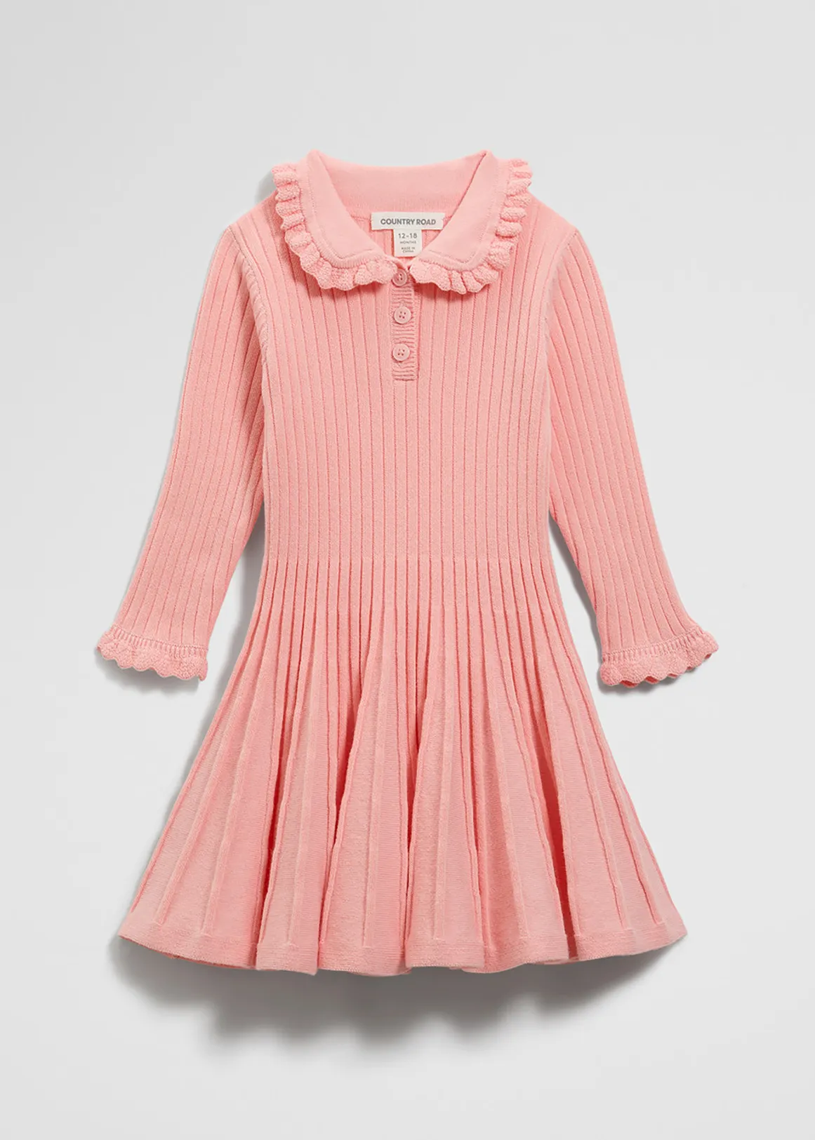 Collared Knit Dress - ROSE PINK