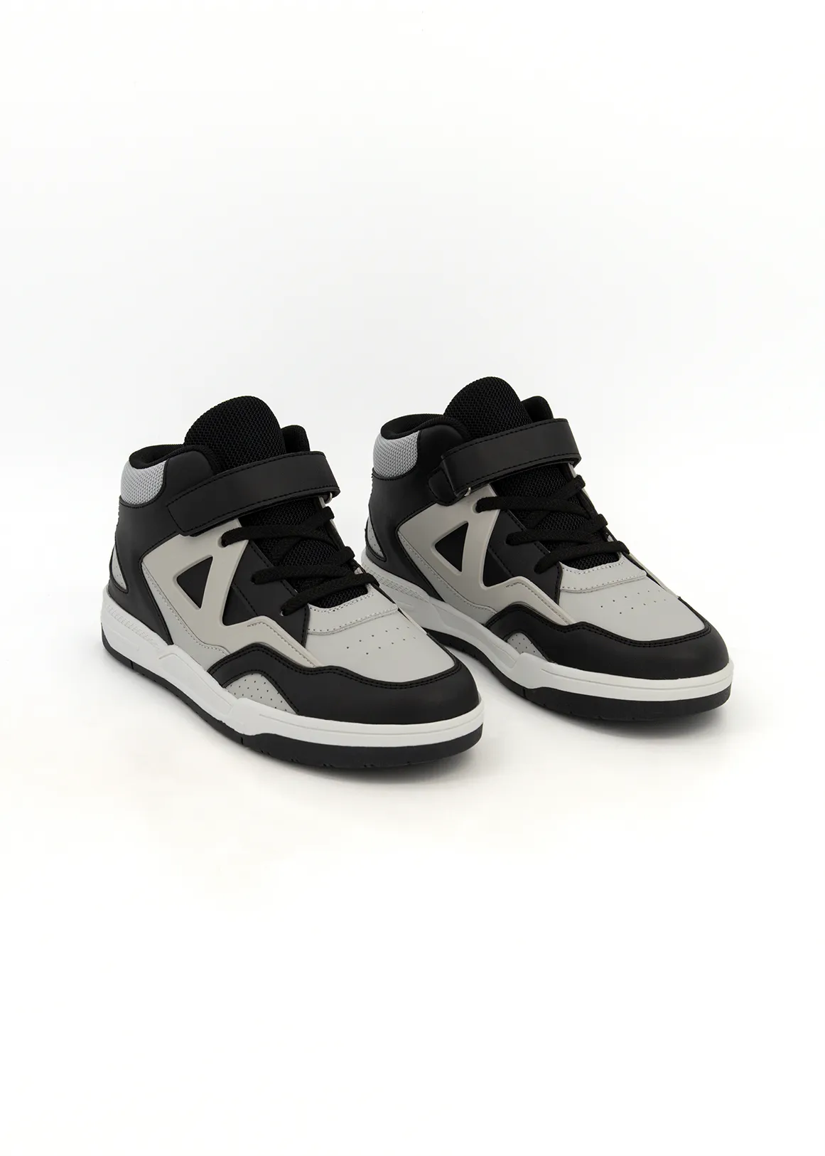 Colour Block Panel High Top Sneakers (Size 12-6) Older Boy - X BLACK