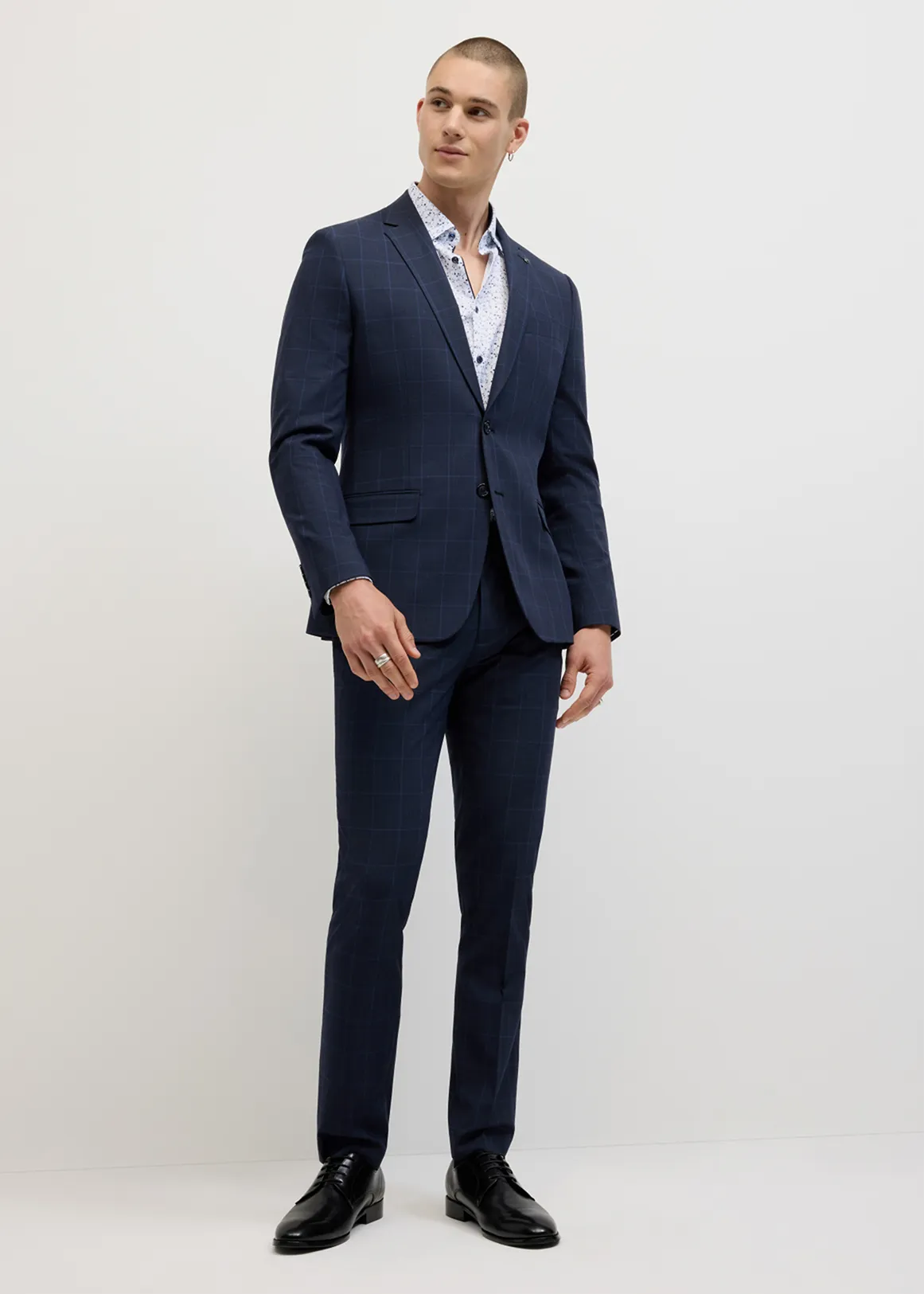 Connor Windowpane Tailored Jacket - NAVY