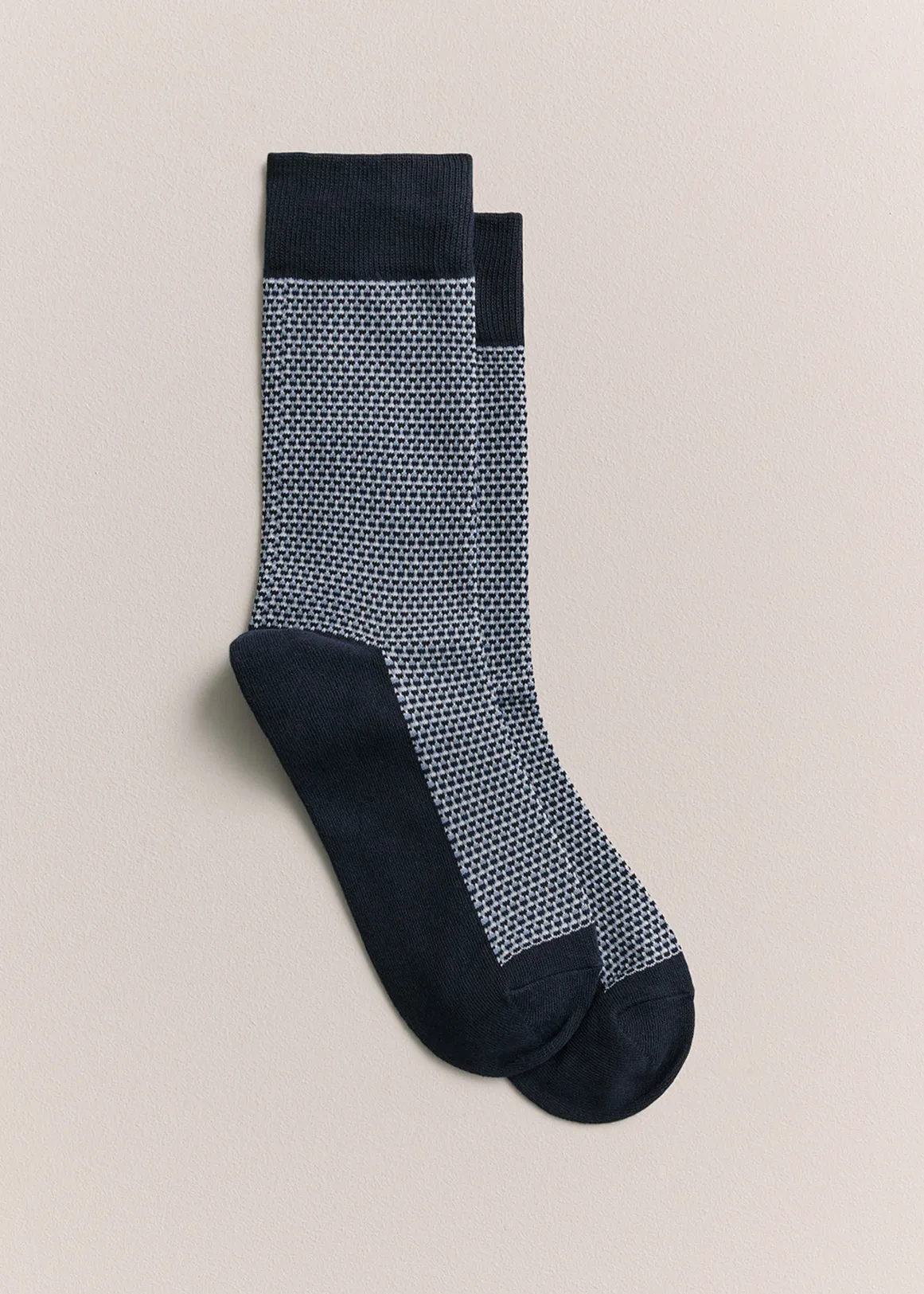Contrast Stitch Crew Sock - NAVY
