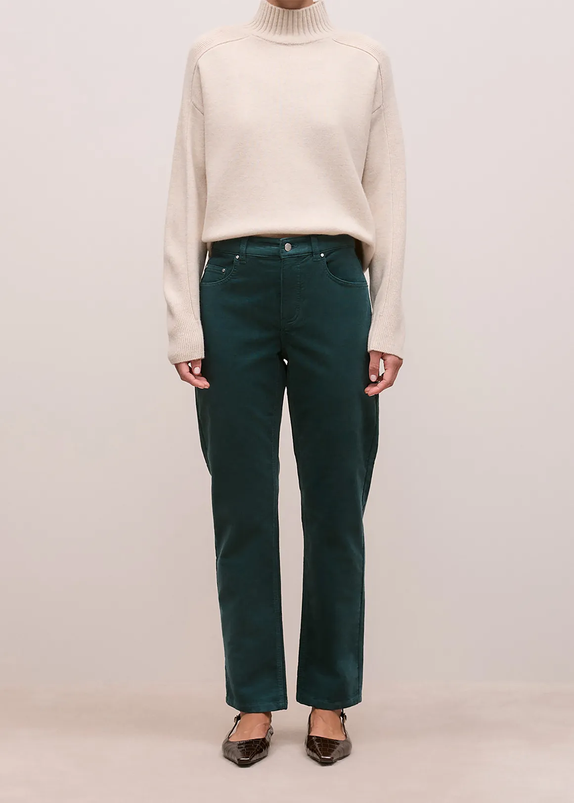 Corduroy Five Pocket Boyfriend Pant - FOREST