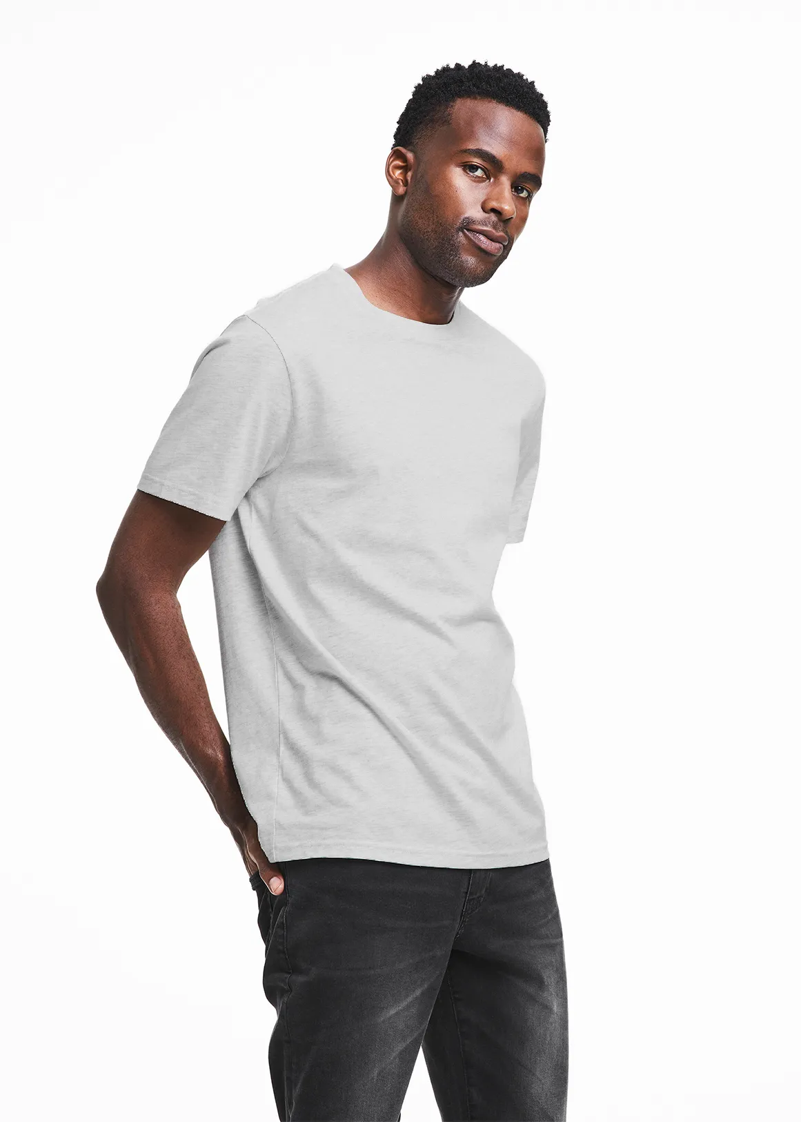 Cotton Crew Neck Melange T-shirt - ICE
