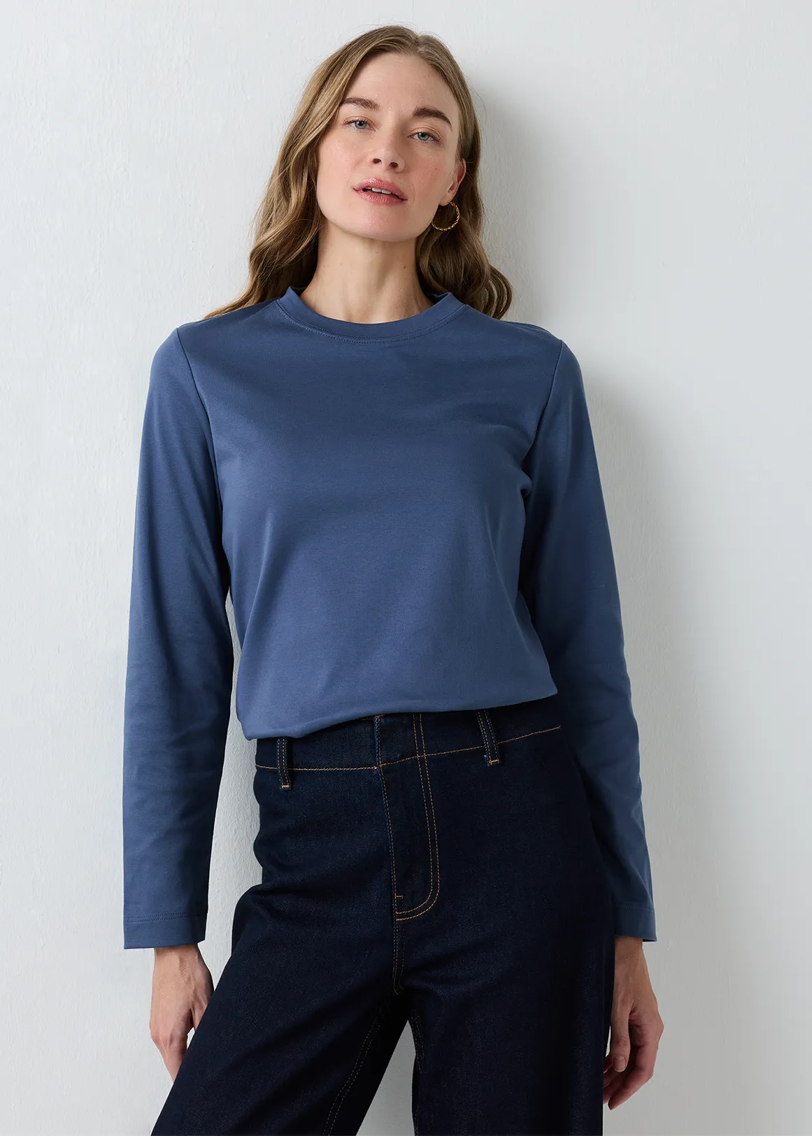 Cotton Interlock T-shirt - Premium - MEDIUM BLUE