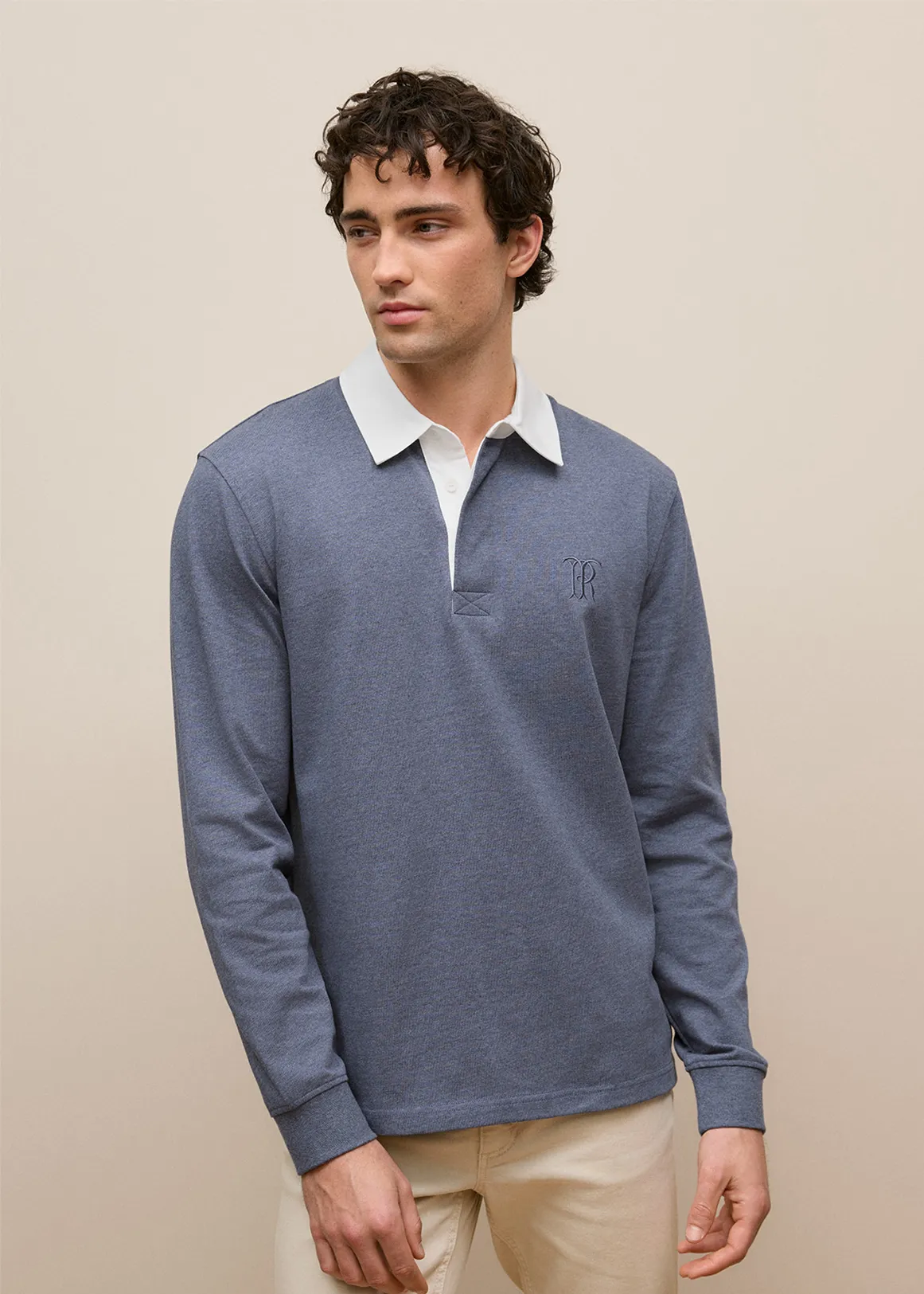 Cotton Jersey Monogram Rugby - DENIM BLUE MARLE