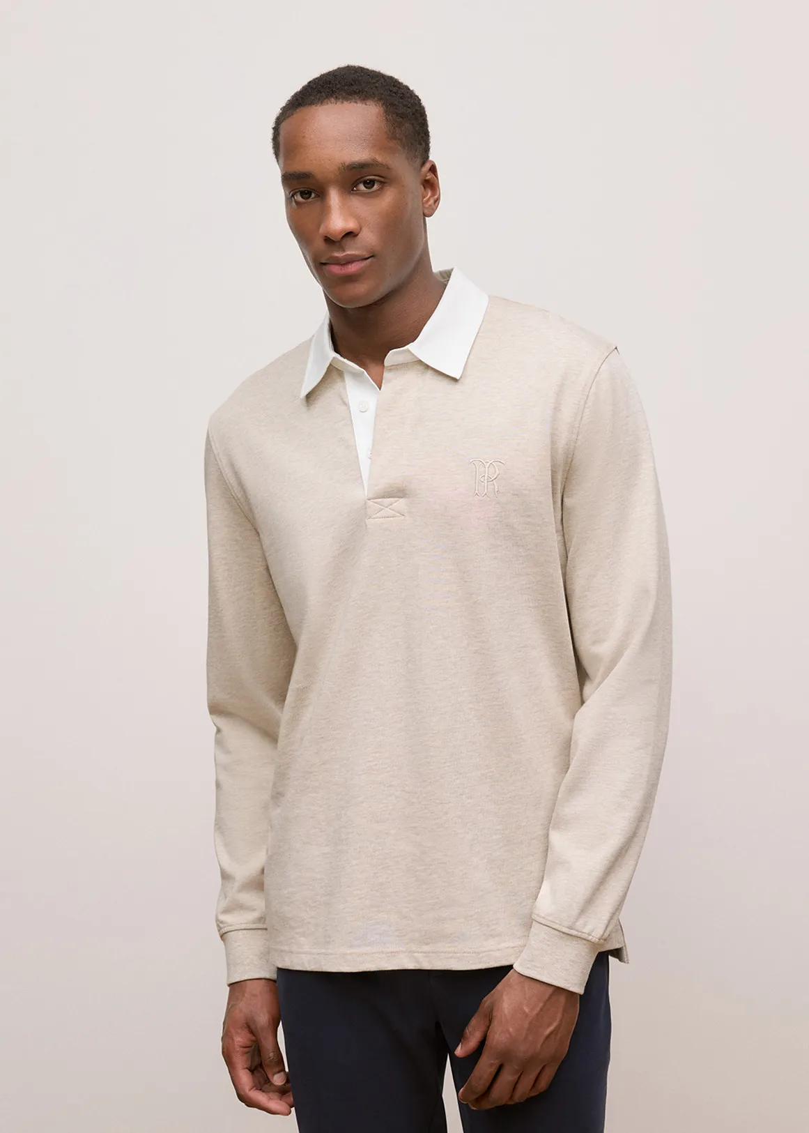 Cotton Jersey Monogram Rugby - OAT MARLE