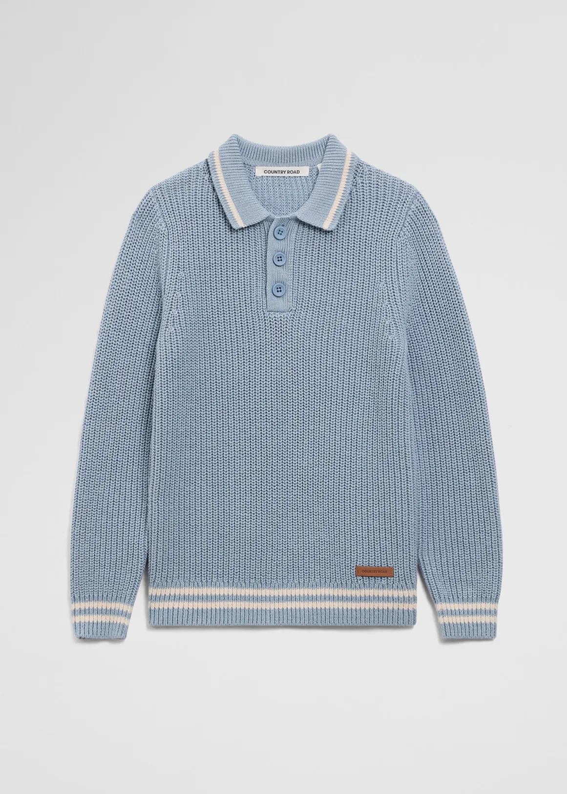 Cotton Knit Rugby - DUSTY BLUE