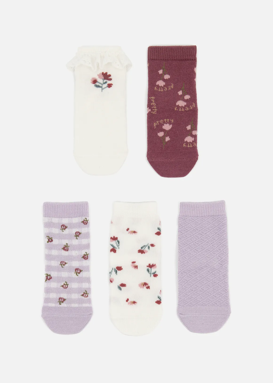Cotton Rich Socks 5 Pack - X LILAC