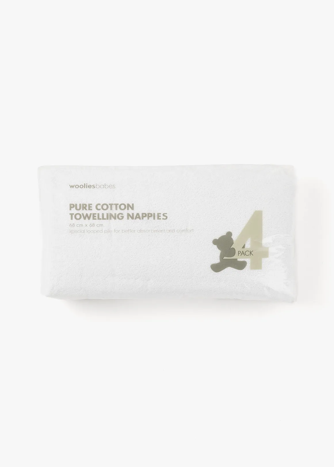Cotton Towelling Nappies 4 Pack - X WHITE