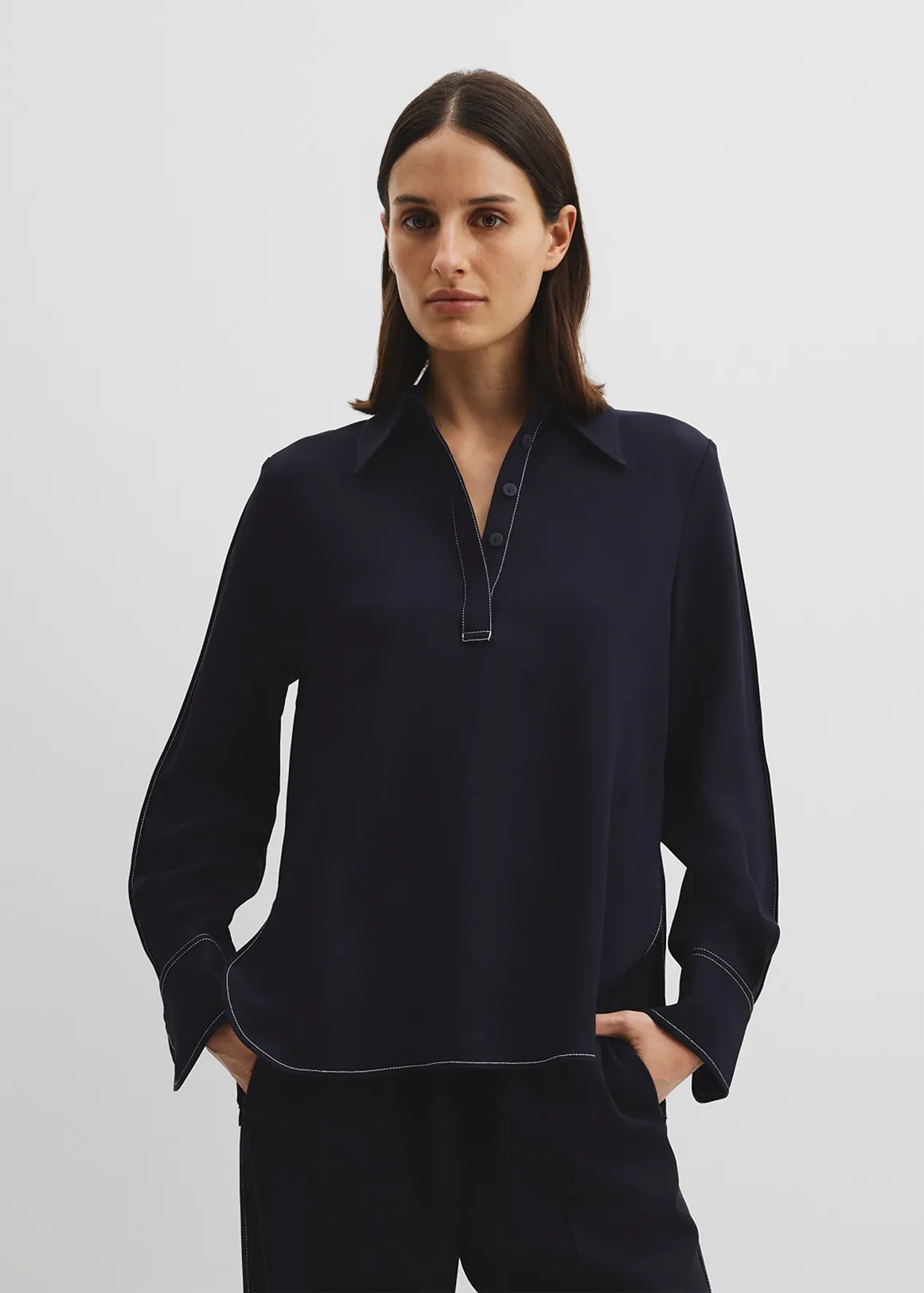 Crepe Popover Shirt - TWILIGHT1