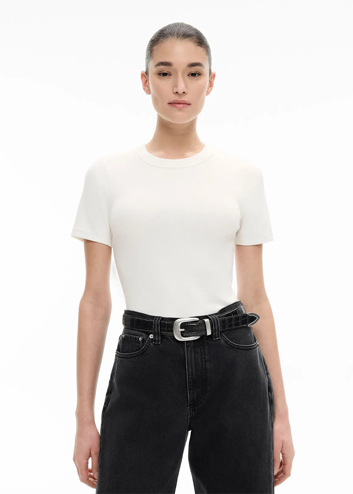 Crew Rib Tee - FRESH WHITE