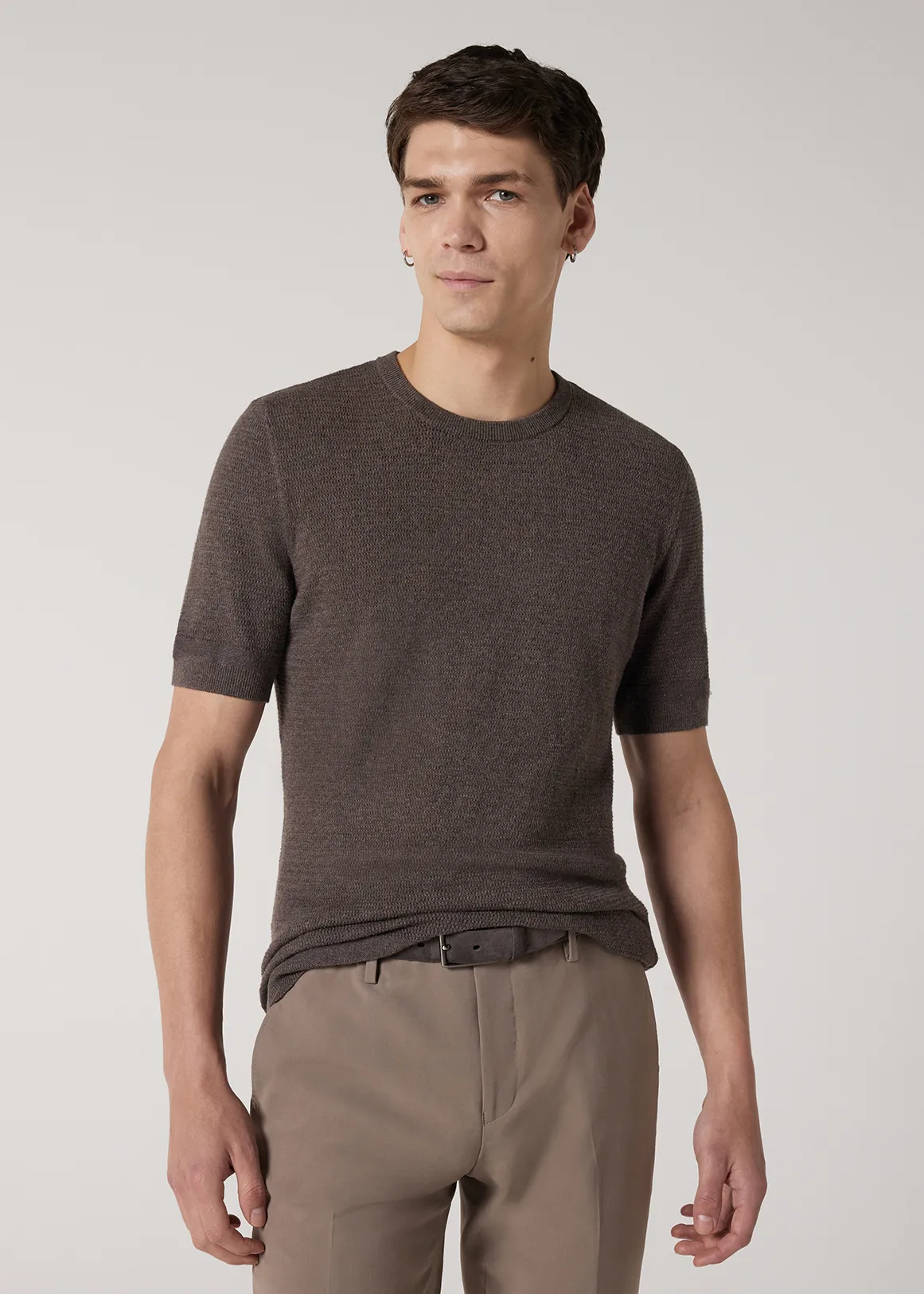 Crew Short Sleeve Knit - MUSHROOM