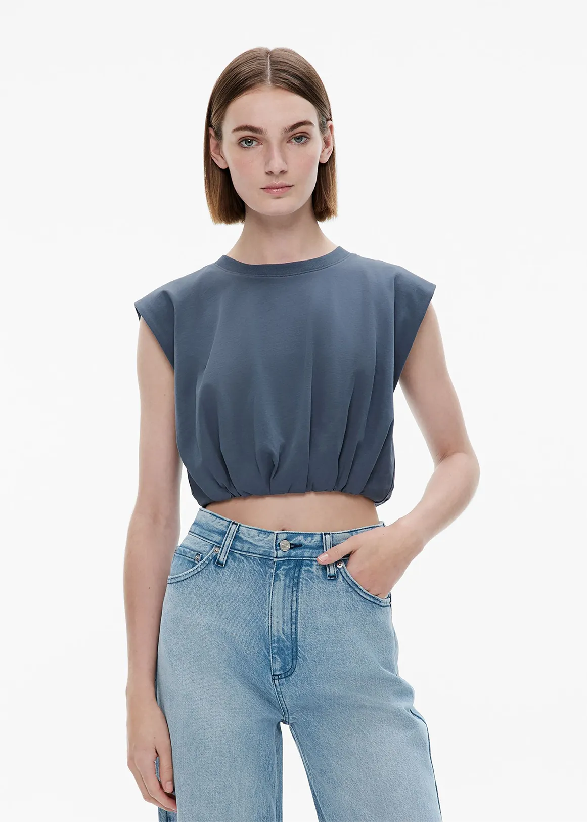 Crop Gather Tank - SLATE BLUE
