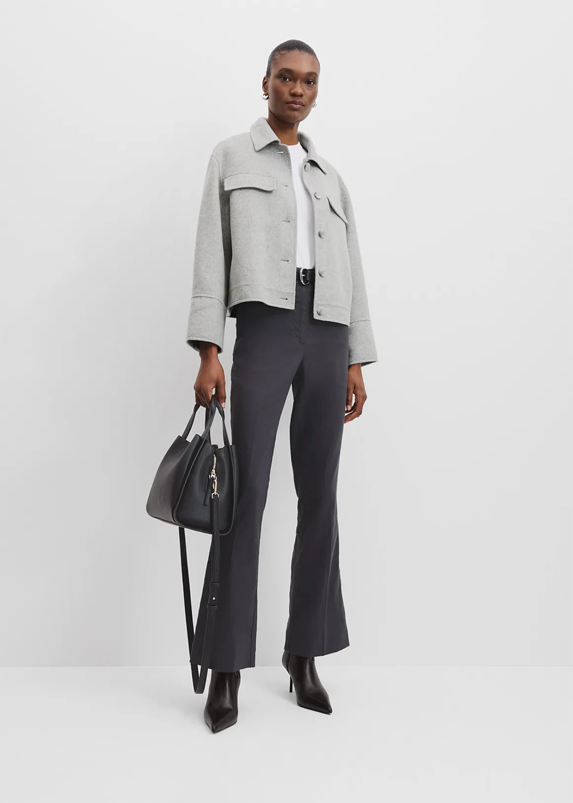 Crop Pocket Jacket - GREY MARLE