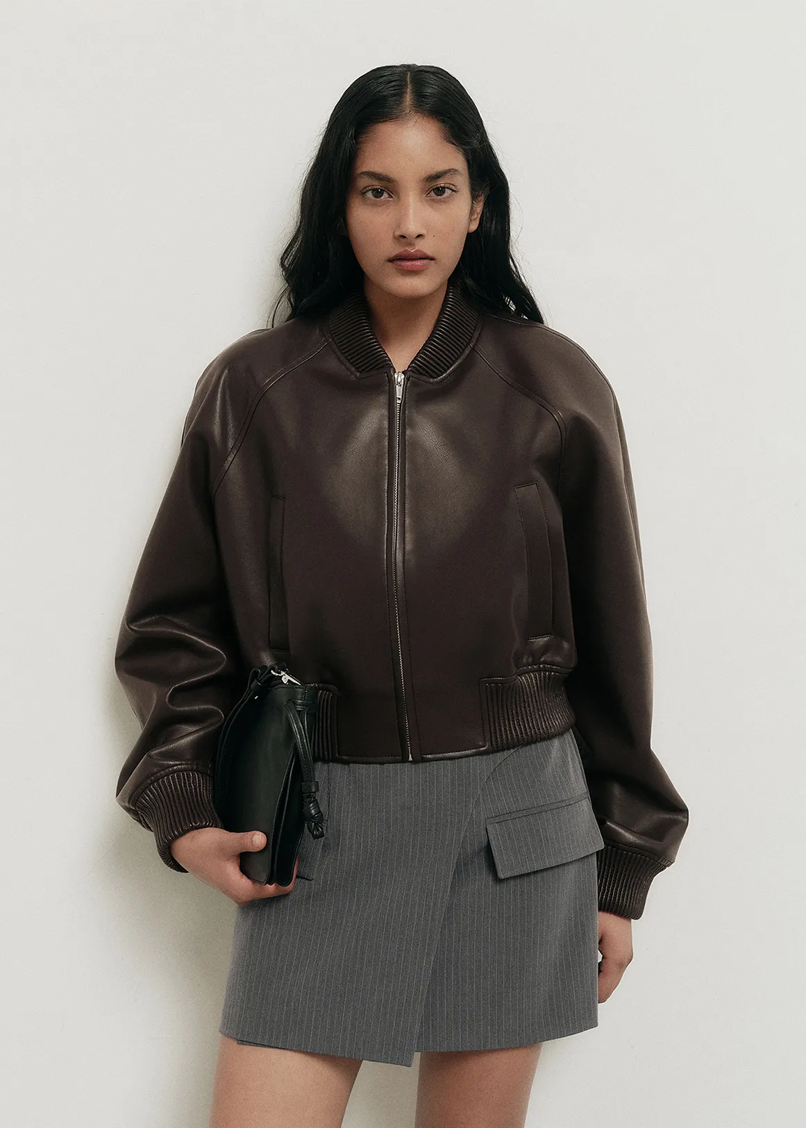 Cropped Bomber - BITTERCHOCOLATE