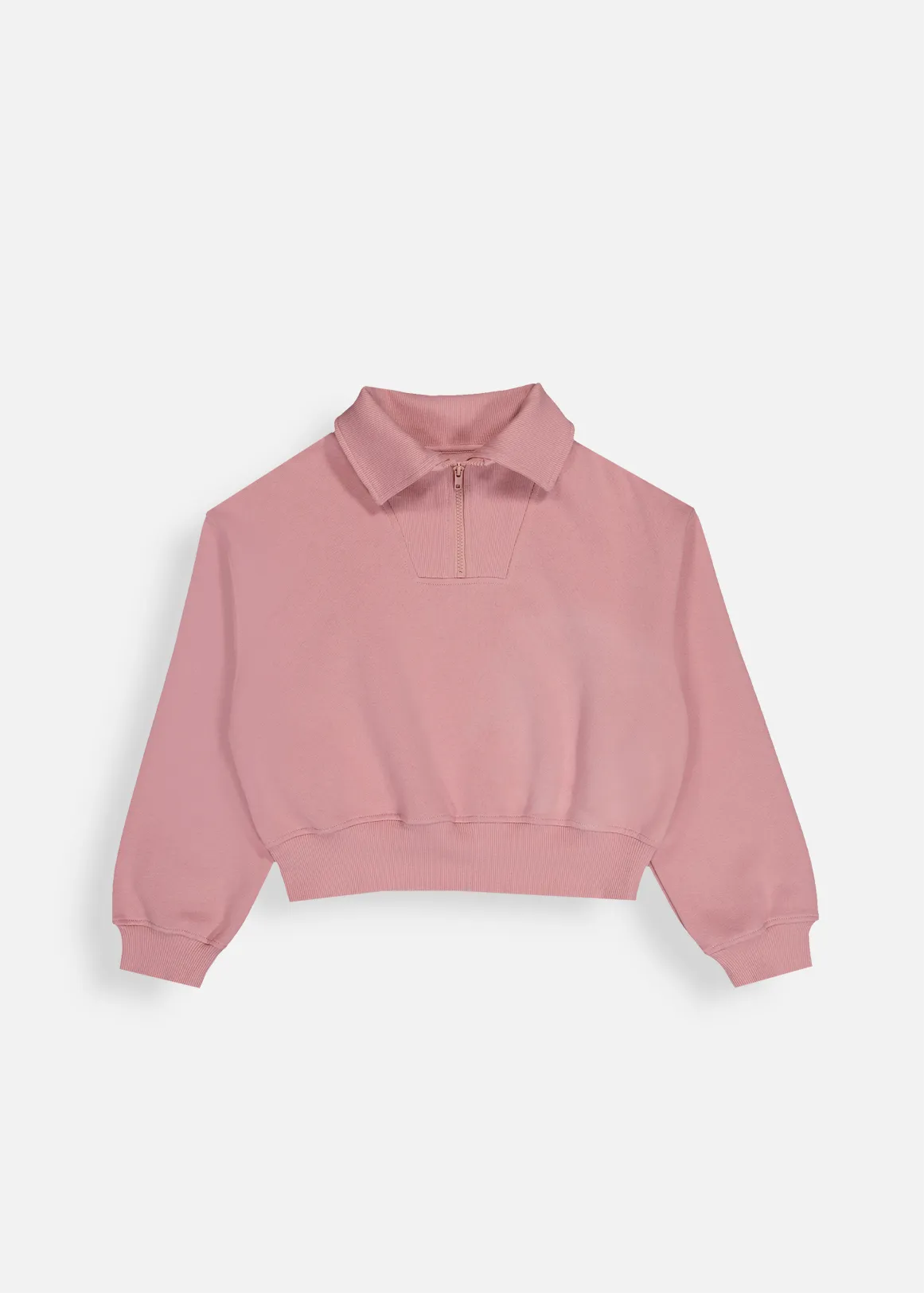 Cropped Quarter Zip Sweatshirt - PINK