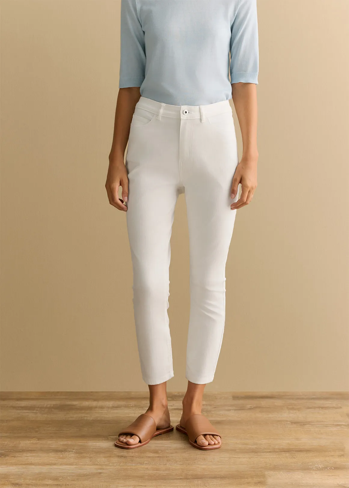 Cropped Slim Jean - WHITE