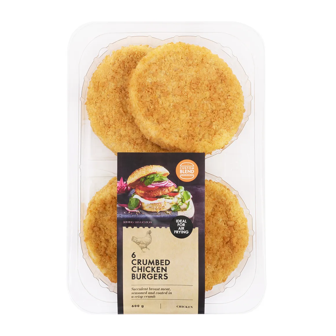 Crumbed Chicken Burgers 600 g