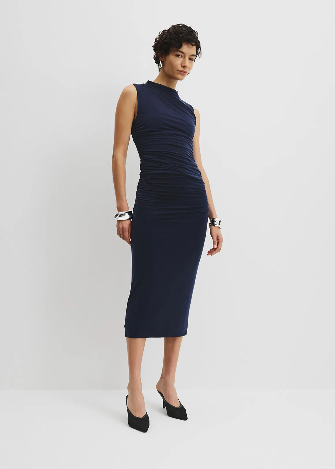 Cupro Jersey Skirt - NAVY