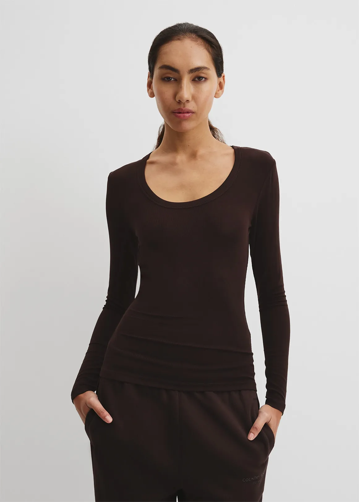 Cupro Rib Top - COCOA BEAN
