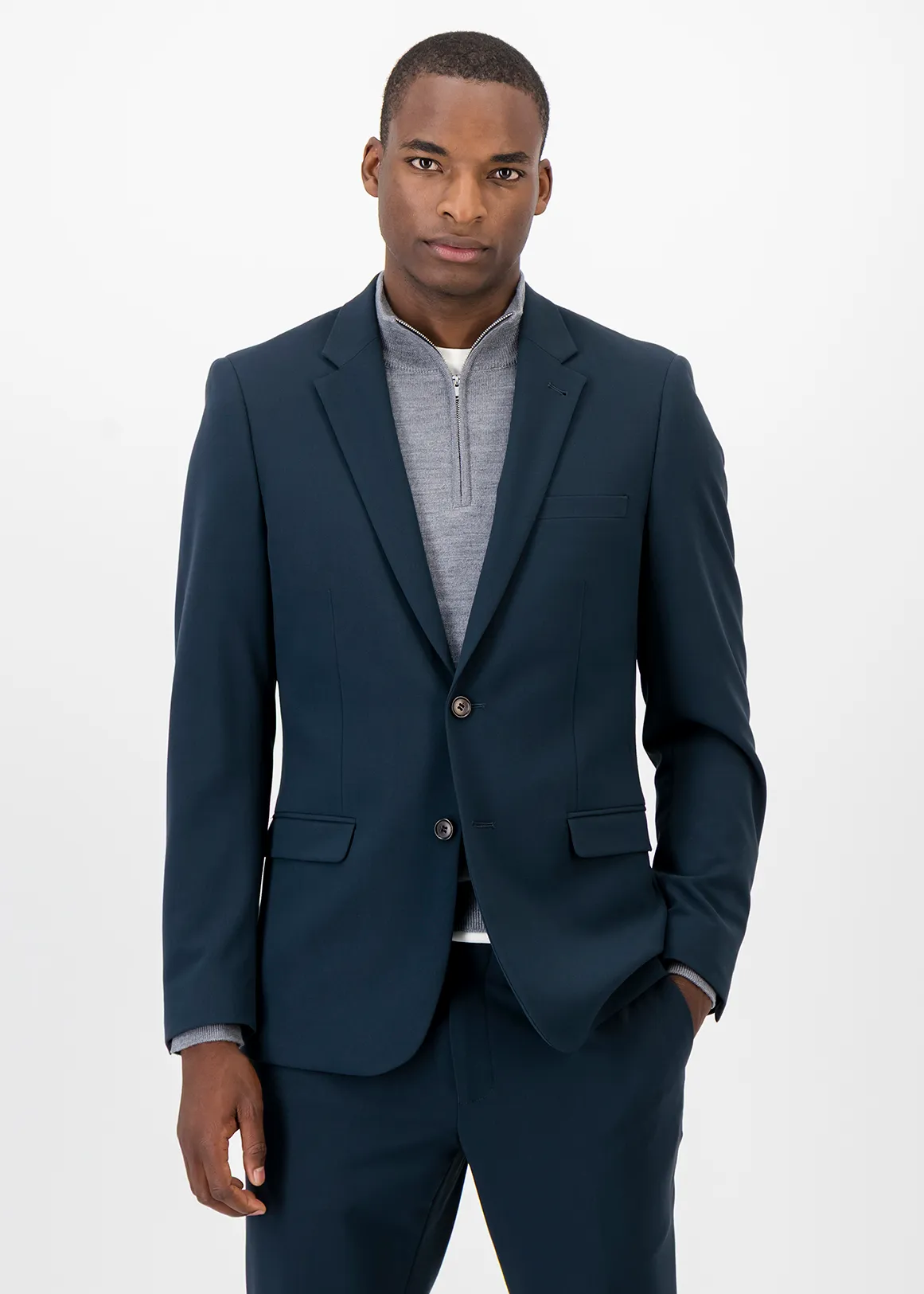 Dark Teal Slim Fit Viscose Blend Suit Jacket