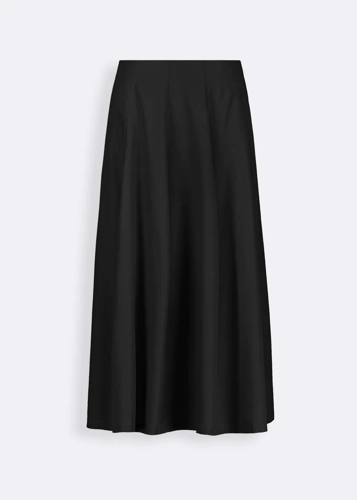 Darted Pleated A-line Linen Blend Maxi Skirt - BLACK