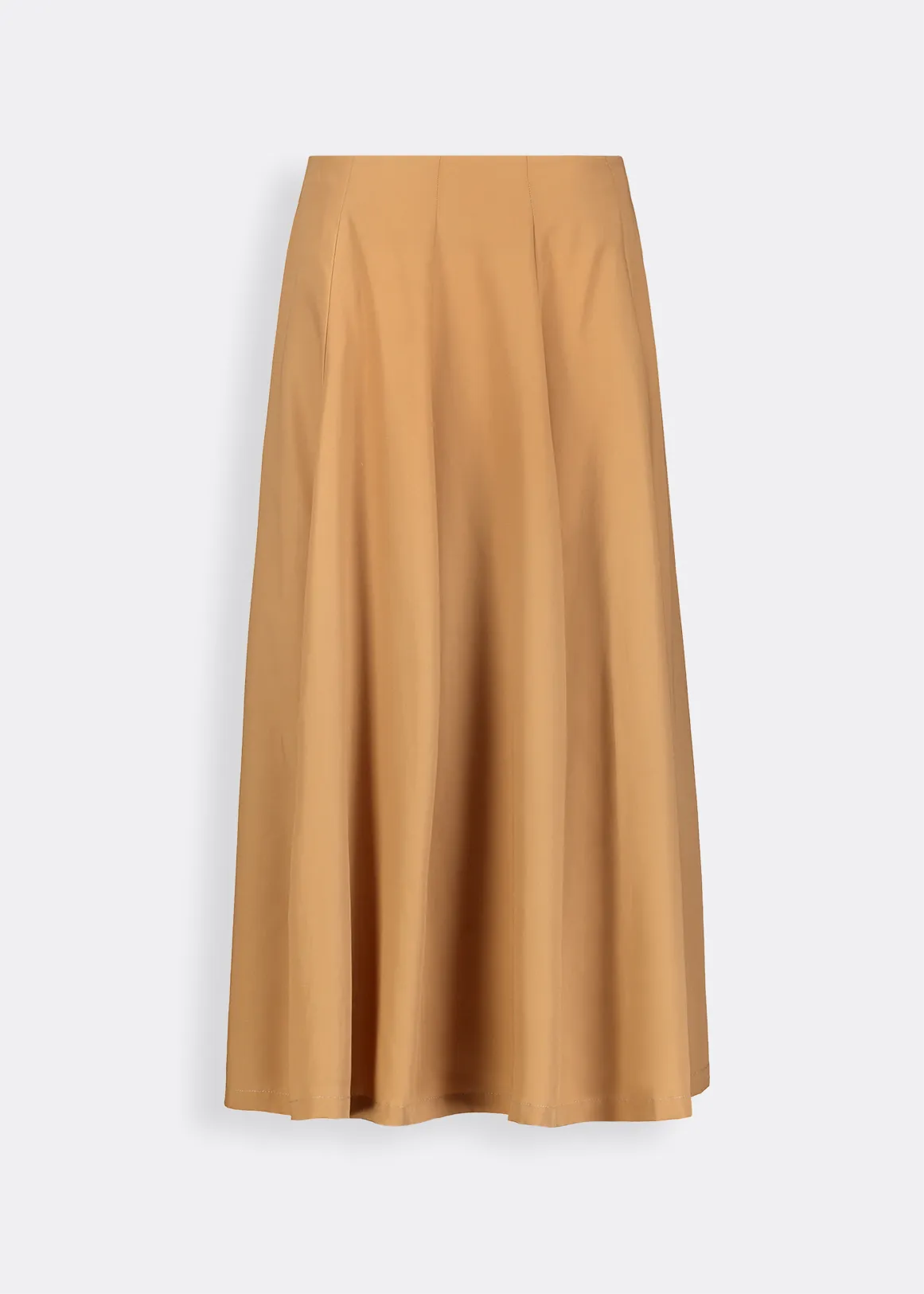 Darted Pleated A-line Linen Blend Maxi Skirt - TAN
