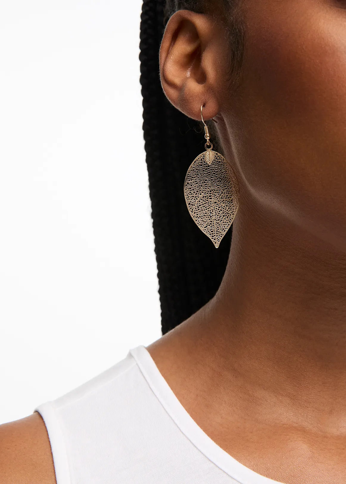 Delicate Leaf Drop Earrings - GOLD