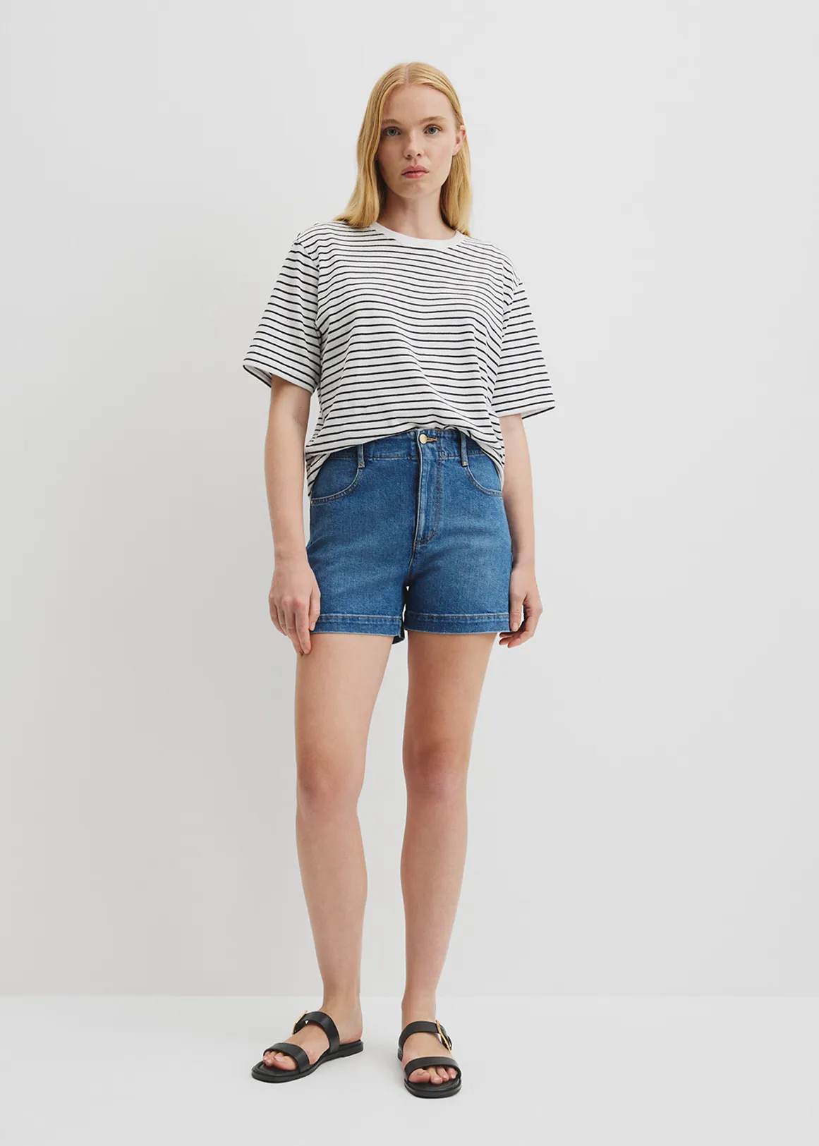 Denim A-Line Short - MID BLUE WASH