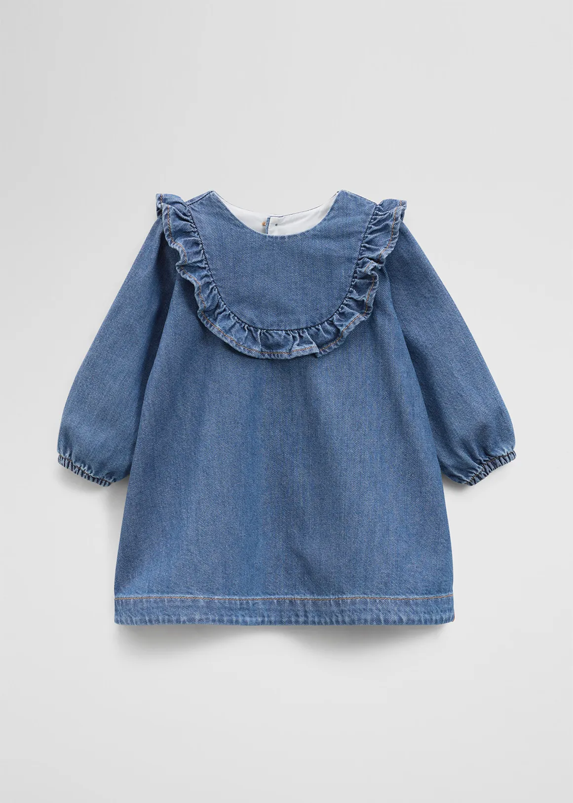 Denim Frill Dress - MID BLUE