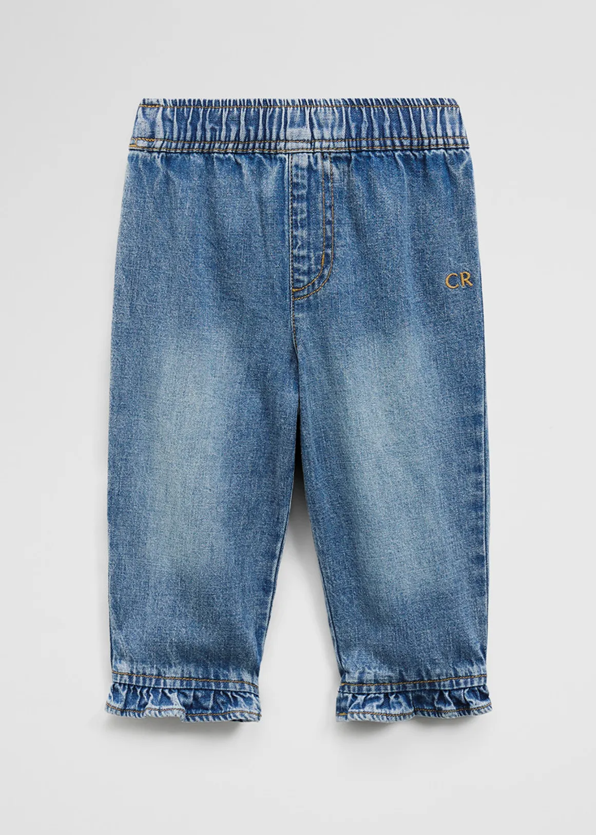 Denim Frill Pant - MID BLUE
